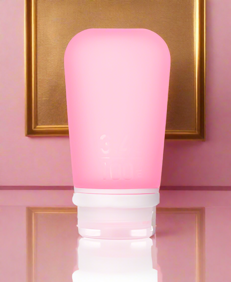 Humangear- 3.4 oz GoToob+ Silicone Toiletry 3-1-1 Bottle (LARGE) Pink