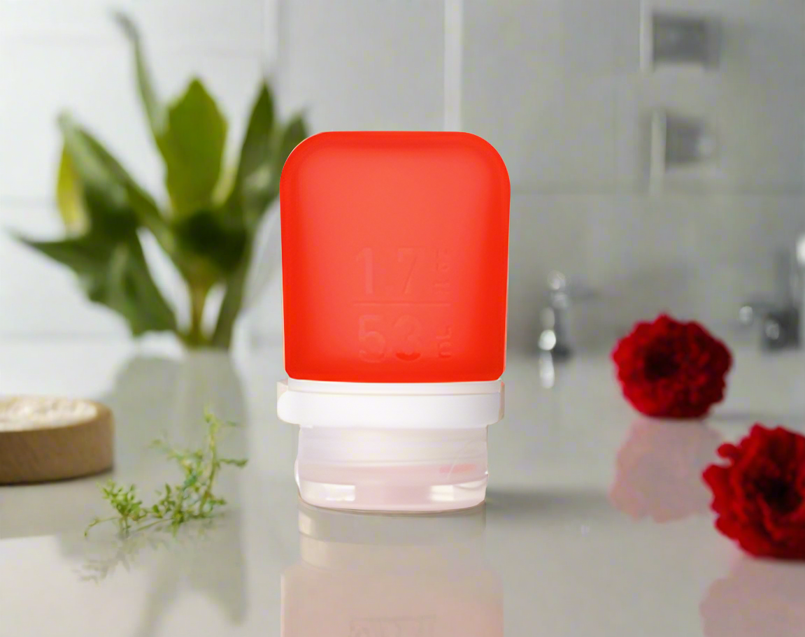 Humangear 1.7 oz Gotoob+ Silicone Toiletry 3-1-1 Bottle (SMALL) Red