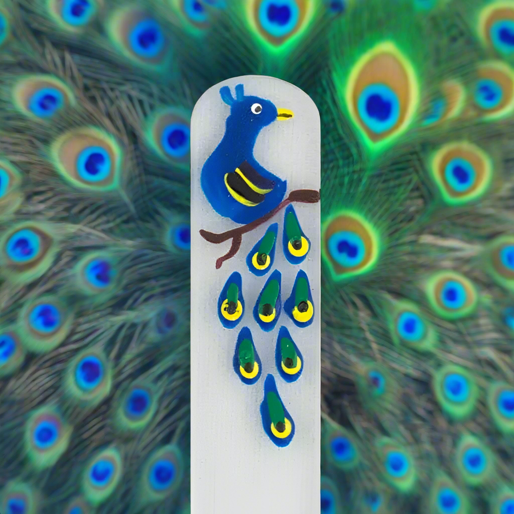 Czech Crystal Nail File- Size Medium- Hand Painted Collection Peacock