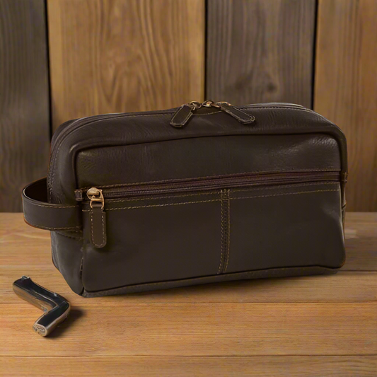 Dorado Leather Shave Kit Brown