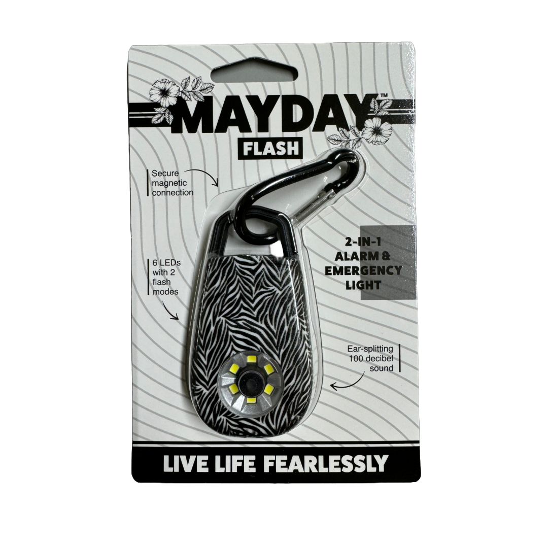 Mayday Ultra Flash 2-in-1 Alarm & Emergency Light With Carabiner Clip Zebra