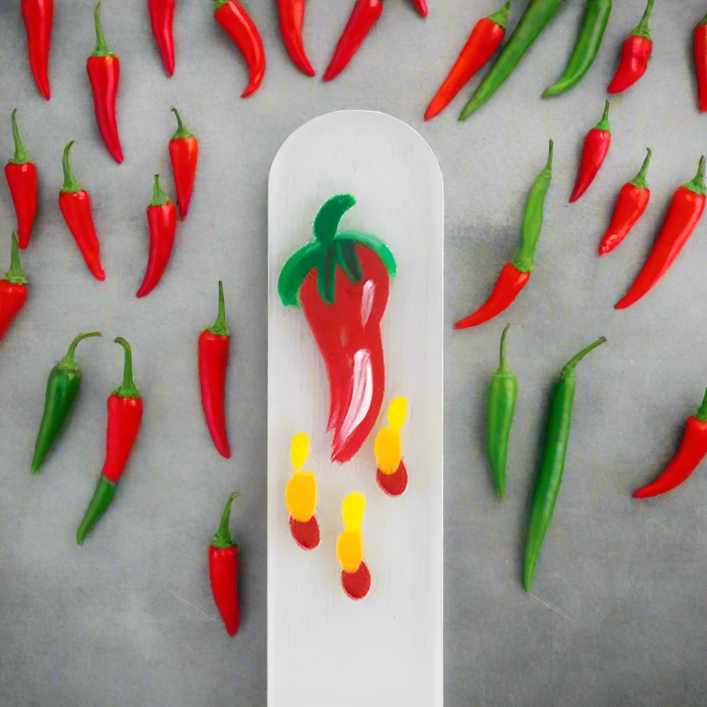 Czech Crystal Nail File - Size Large- Hand Painted Collection Red Chile