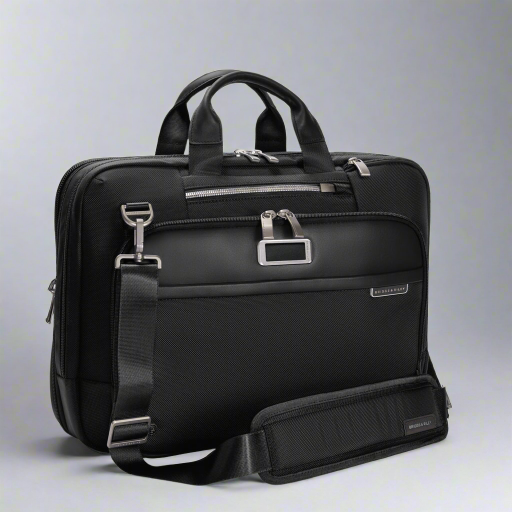 Briggs & Riley @WORK Medium Expandable RFID Brief (Free Monogram)- KB525X Black