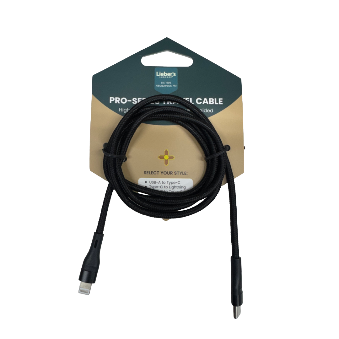 Lieber's Luggage Pro-Series Travel Charging Cable Type-C to Lightning (9V3A 27W) Black