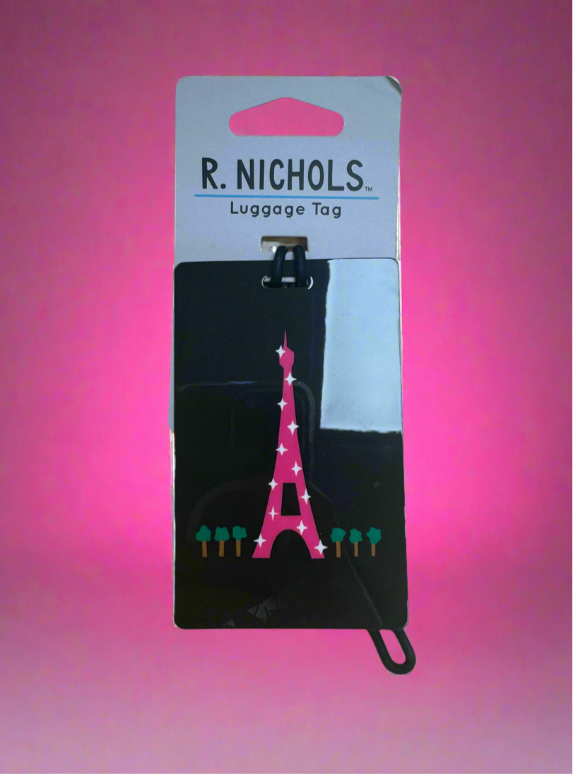 R. NICHOLS Placard Luggage Tag Paris Pink