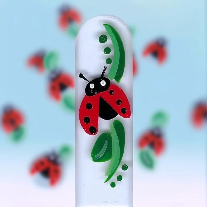 Czech Crystal Nail File - Size Large- Hand Painted Collection Lady Bug