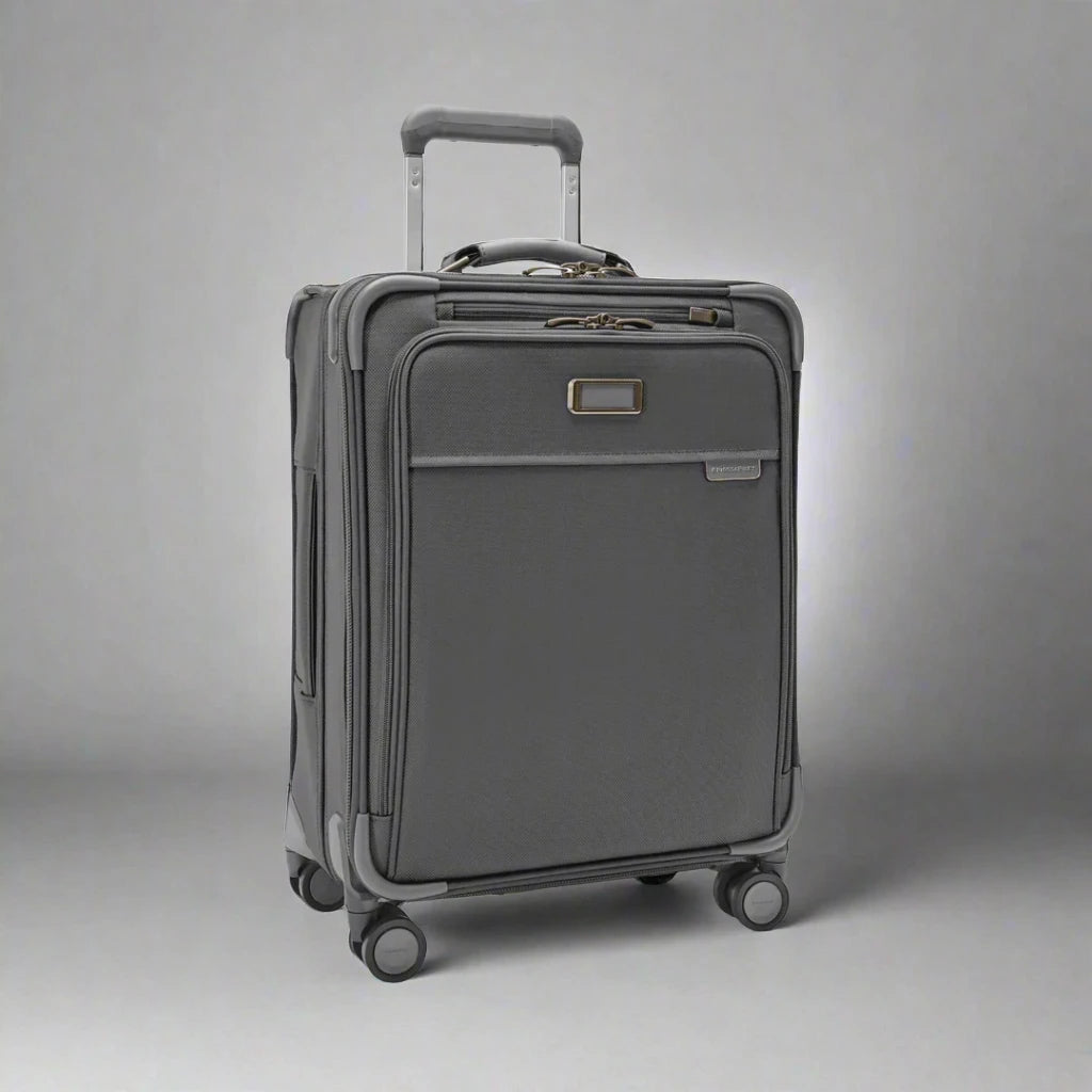 Briggs & Riley Baseline 21" Global Softside Carry-On Spinner with Suiter (Free Monogram)- BLU121CXSPW Steel Gray
