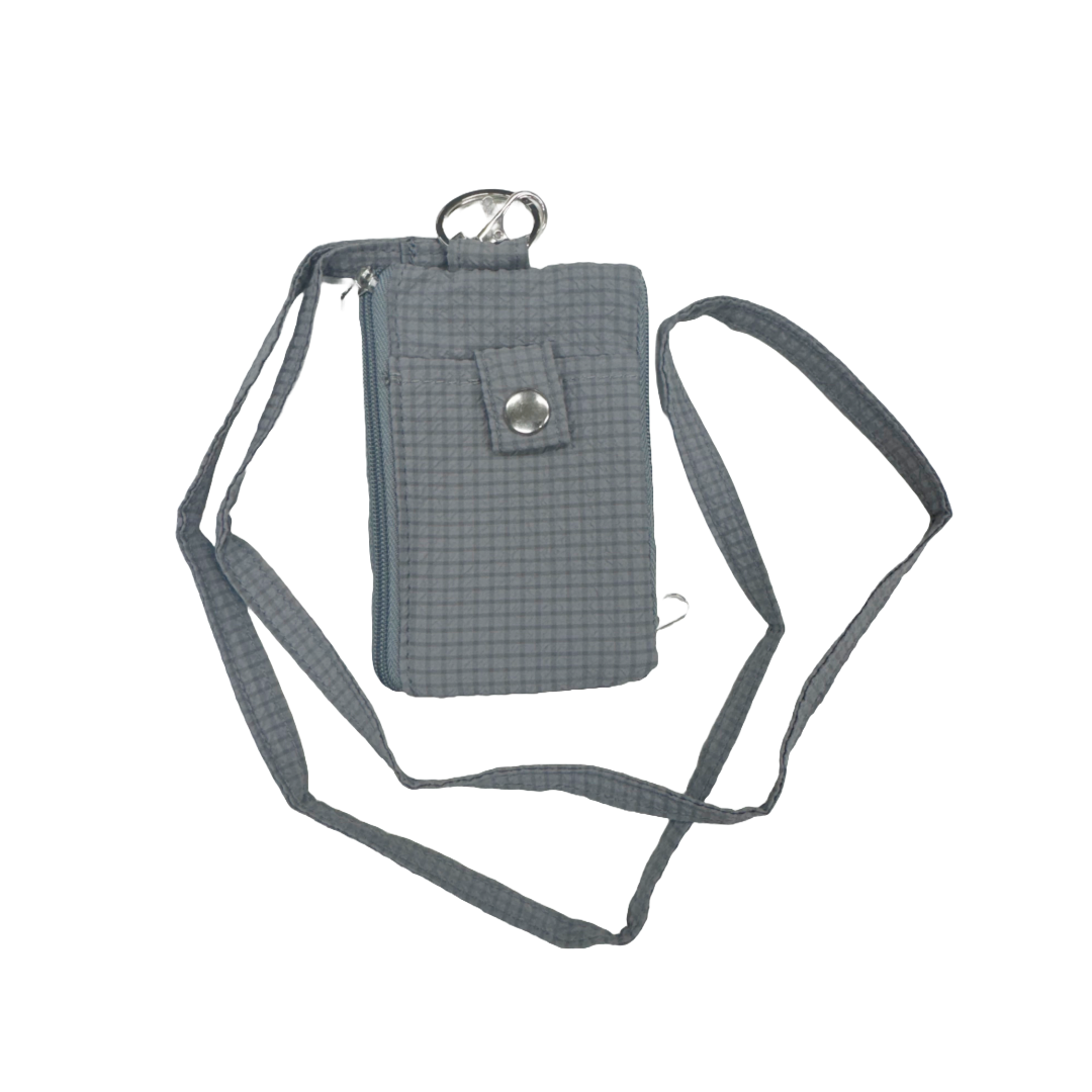 Small 4x3 RFID Card & ID Zippered Wallet Lanyard Light Gray