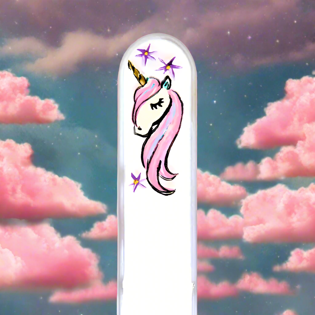 Czech Crystal Nail File - Size Small- Hand Painted Collection Unicorn