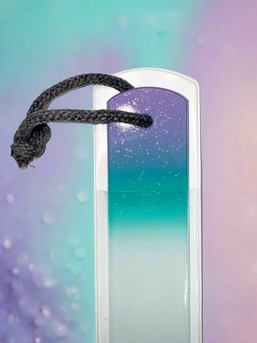 Czech Crystal Spa Bar Nail File with Rope Glitter-Lavender Aqua