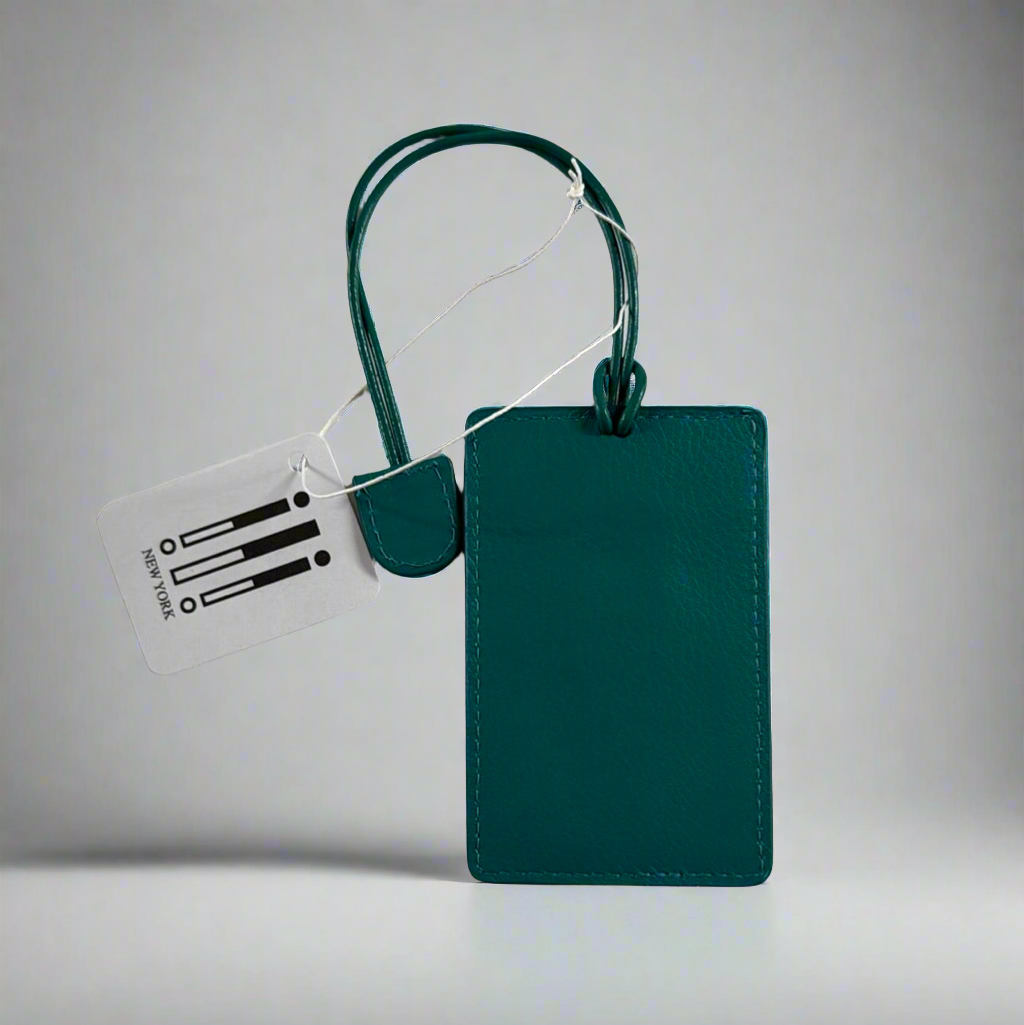 ili New York Slim Leather Luggage Tag Aqua