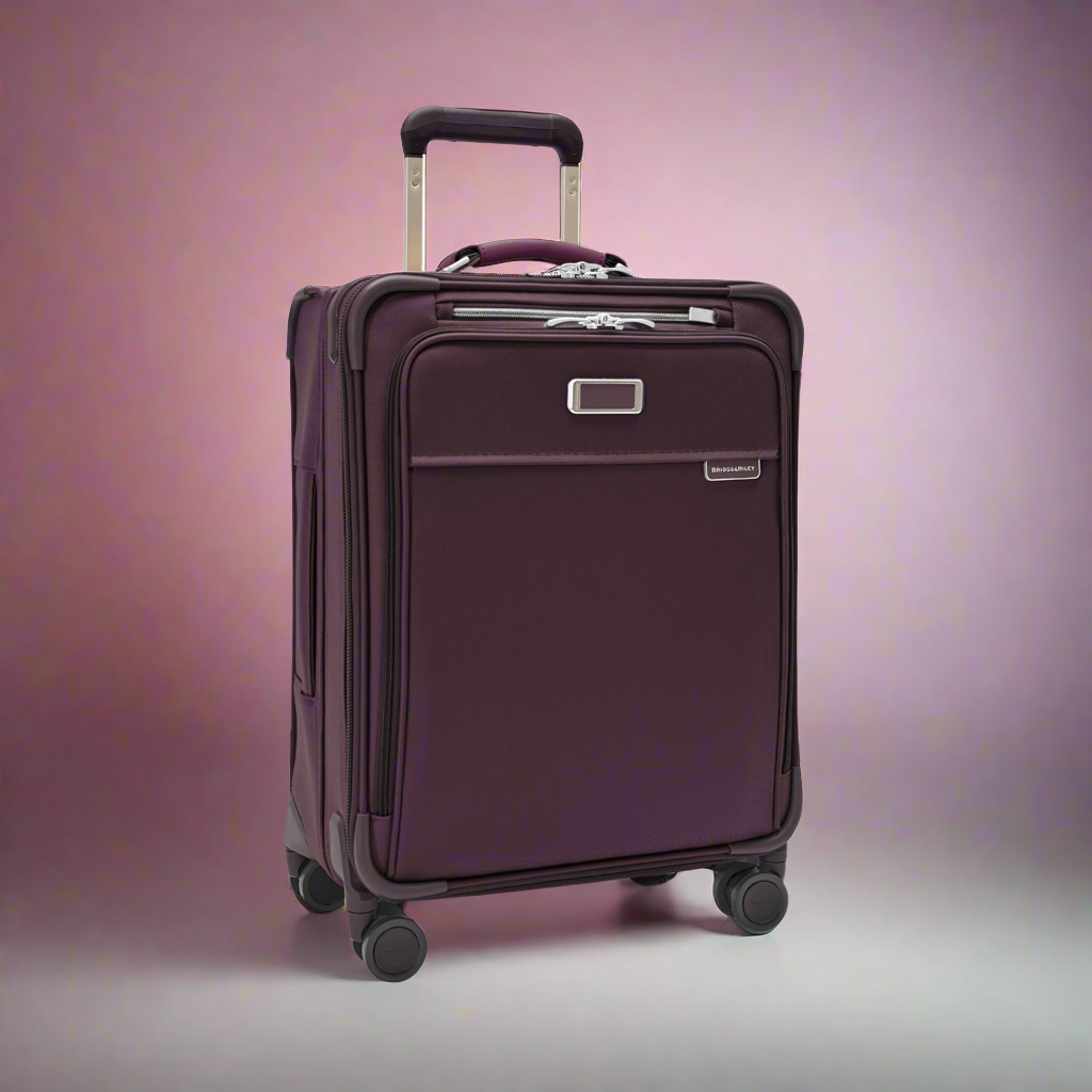 Briggs & Riley Baseline 21" Global Softside Carry-On Spinner with Suiter (Free Monogram)- BLU121CXSPW Plum