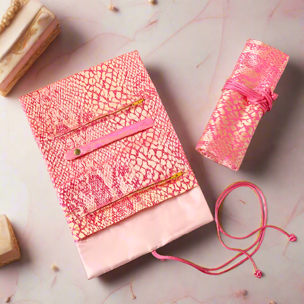 Cathayana Jewelry Rolls Animal Prints- Pink Gold