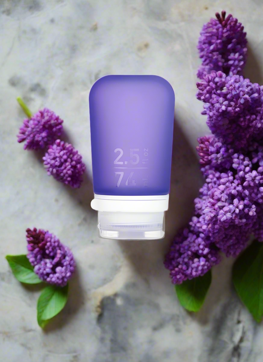 Humangear- 2.5 oz GoToob+ Silicone Toiletry 3-1-1 Bottle (MEDIUM) Purple