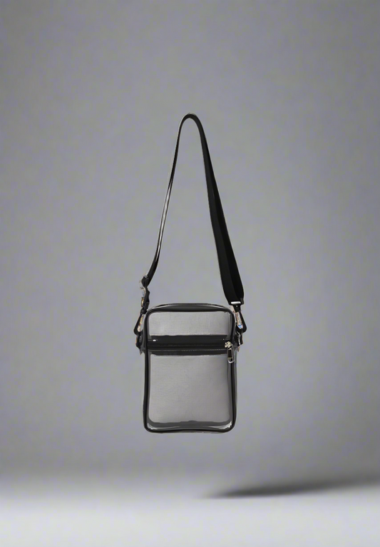 PVC Crossbody Clear Stadium Bag Black