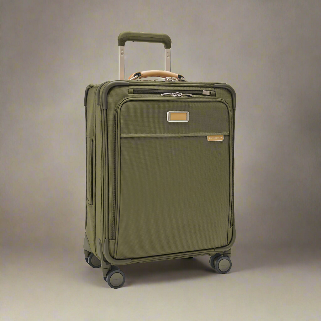 Briggs & Riley Baseline 21" Global Softside Carry-On Spinner with Suiter (Free Monogram)- BLU121CXSPW Olive