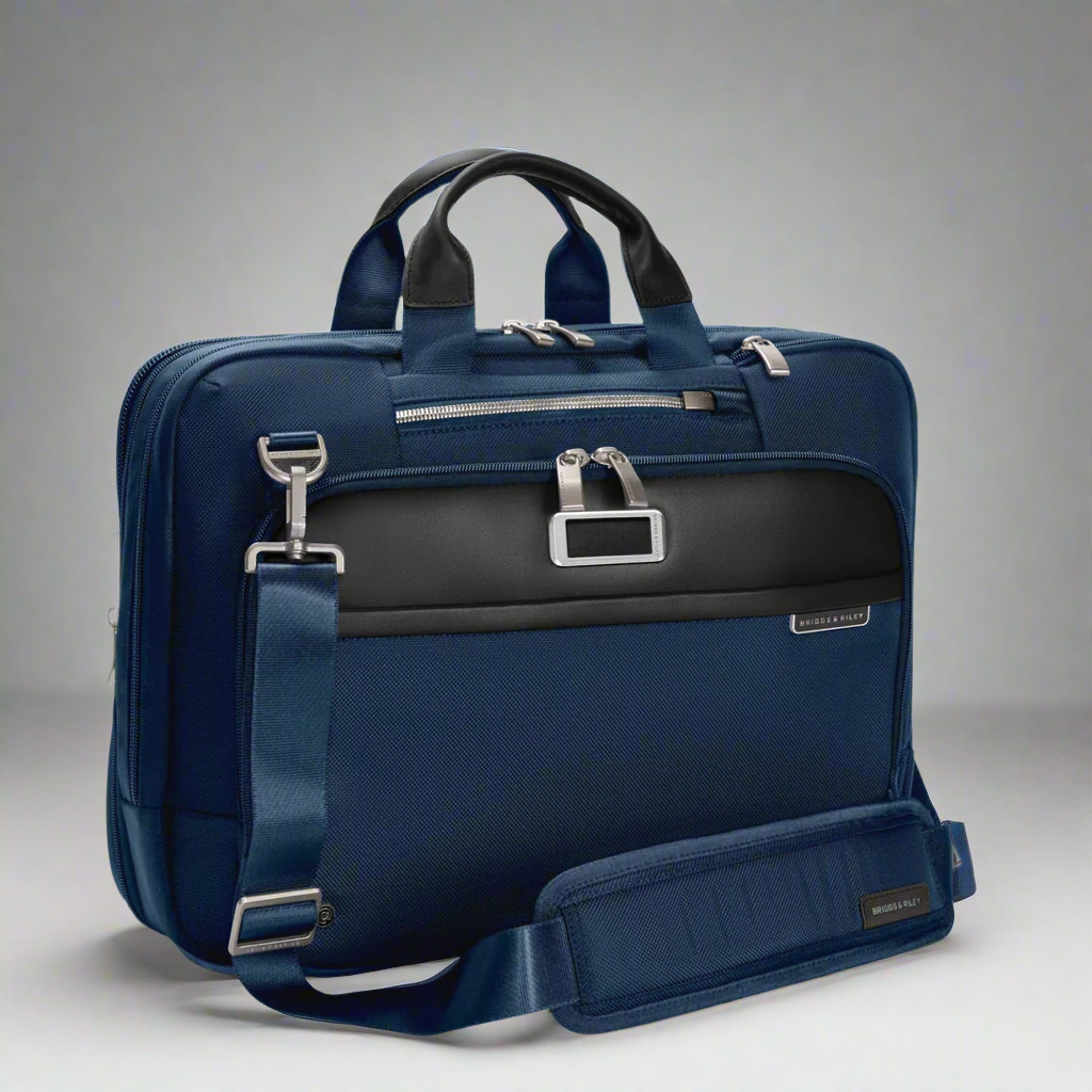 Briggs & Riley @WORK Medium Expandable RFID Brief (Free Monogram)- KB525X Navy