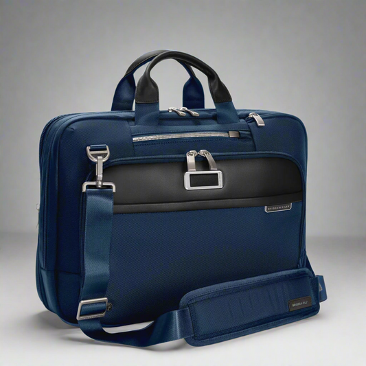 Briggs & Riley @WORK Medium Expandable RFID Brief (Free Monogram)- KB525X Navy