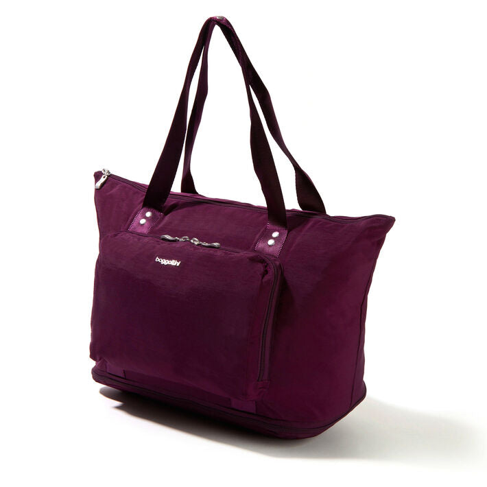 Baggallini Carryall Expandable Packable Tote w/ Trolley Sleeve Mulberry