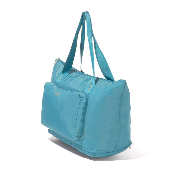 Baggallini Carryall Expandable Packable Tote w/ Trolley Sleeve Seaside Blue