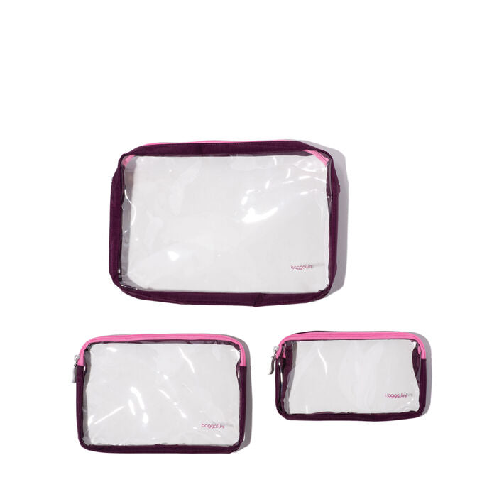 Baggallini Clear Travel Pouches Mulberry Color Block