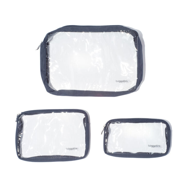 Baggallini Clear Travel Pouches French Navy Color Block