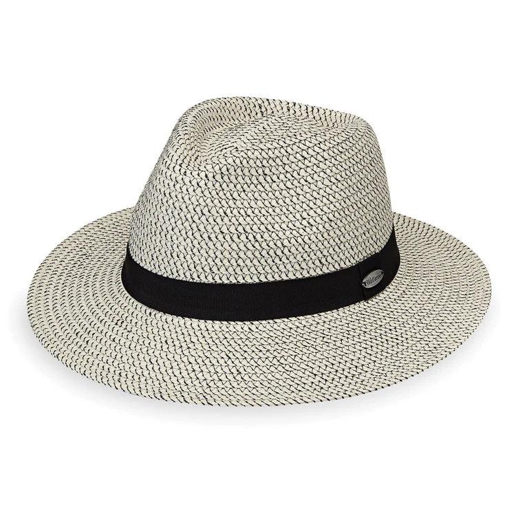 Wallaroo Packable Hat- Charlie UPF 50+ Ivory Black Medium