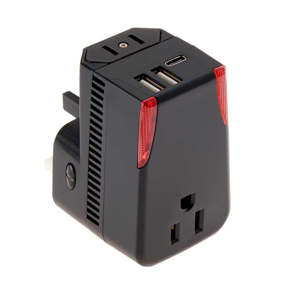 Smooth Trip Worldwide Converter & Adapter Set with 3 USB Chargers Black