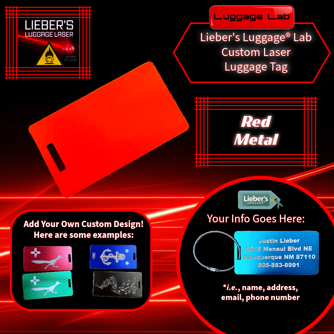 Lieber's Luggage® Lab - Customizable Laser Luggage Tag Red Metal