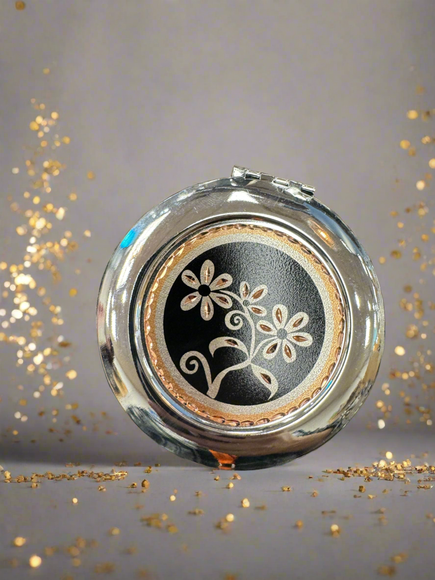 COPPERART Compact Mirror Floral Black