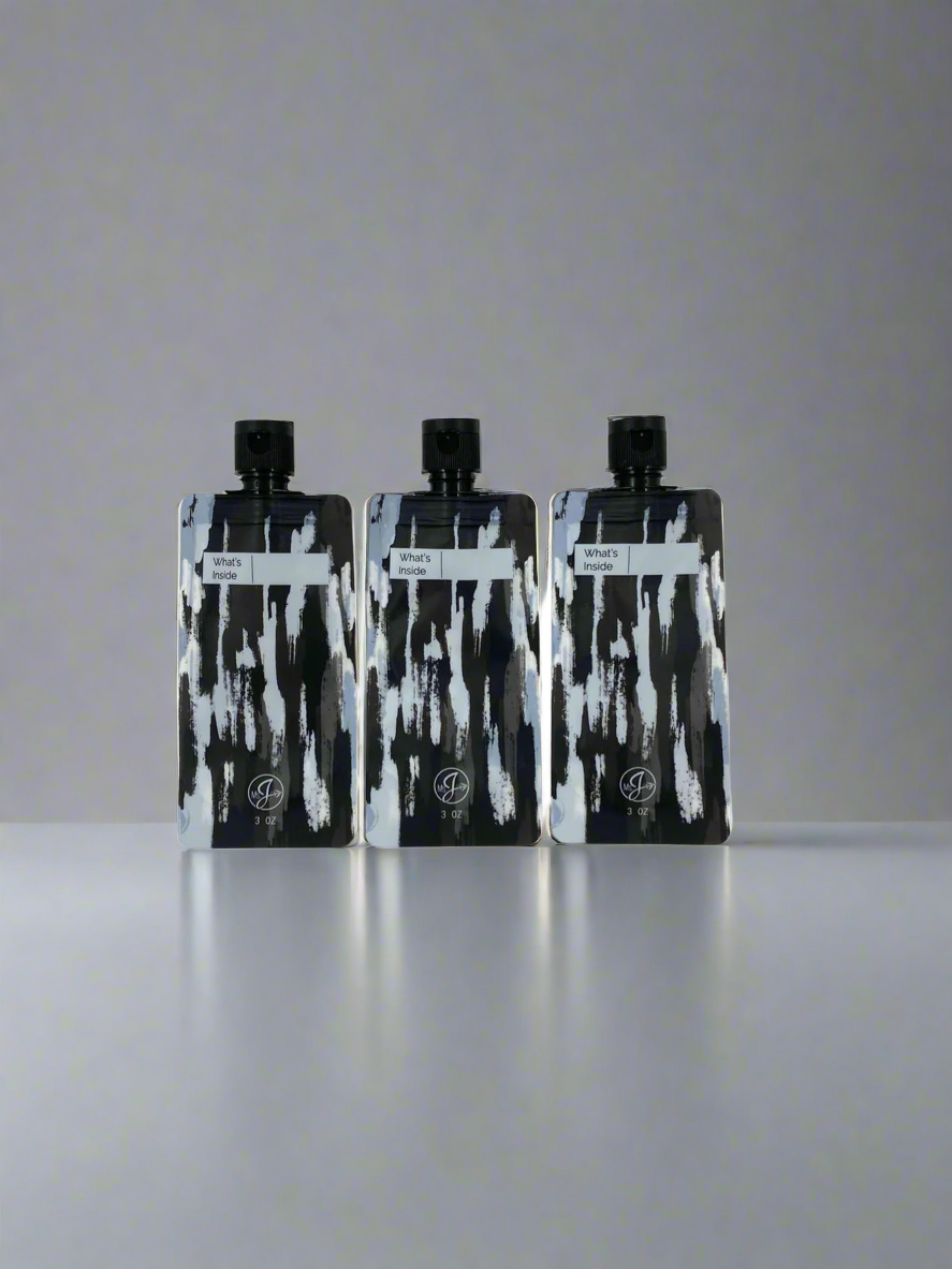 On Sale- Ms. Jetsetter- The Carnivale Collection- Eco Travel Bottles- $6.00 Black, White & Grey