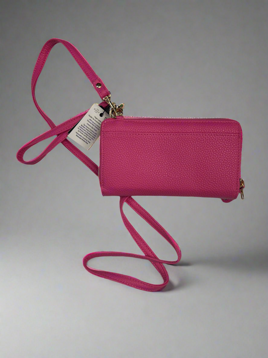 Julia Buxton Textured RFID Ultimate Double Zip Organizer Wallet Bag Pink