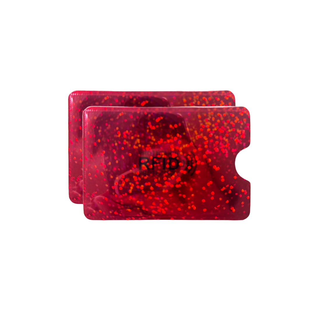 2-Pack RFID Blocking Credit Card Sleeves Red Sparkle