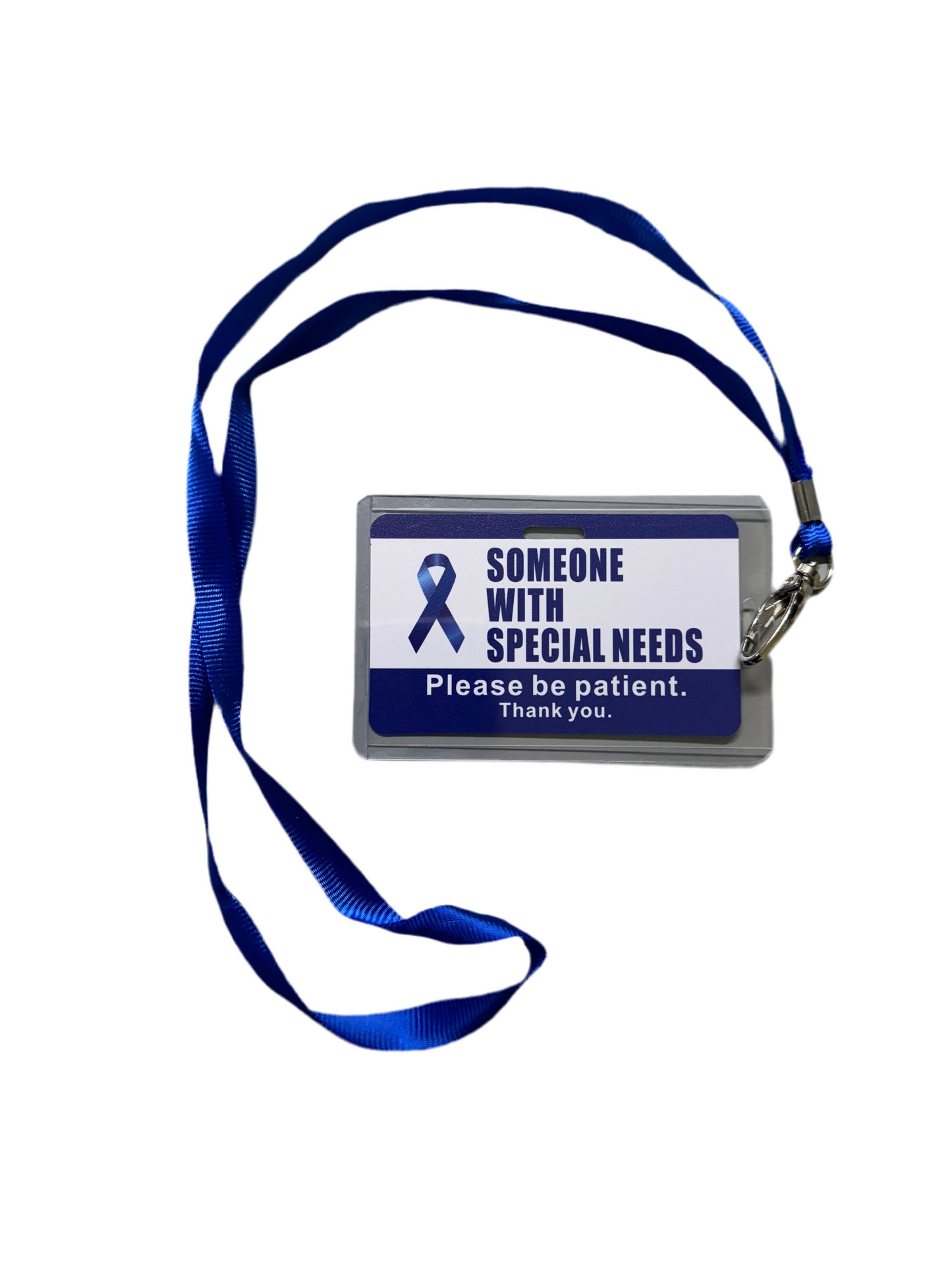 Lanyard Card- "Someone With Special Needs. Please Be Patient."- $1.99 Blue