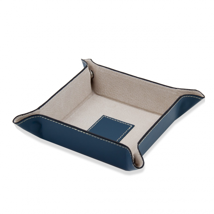 Snap Valet Tray with Leather Lining Blue