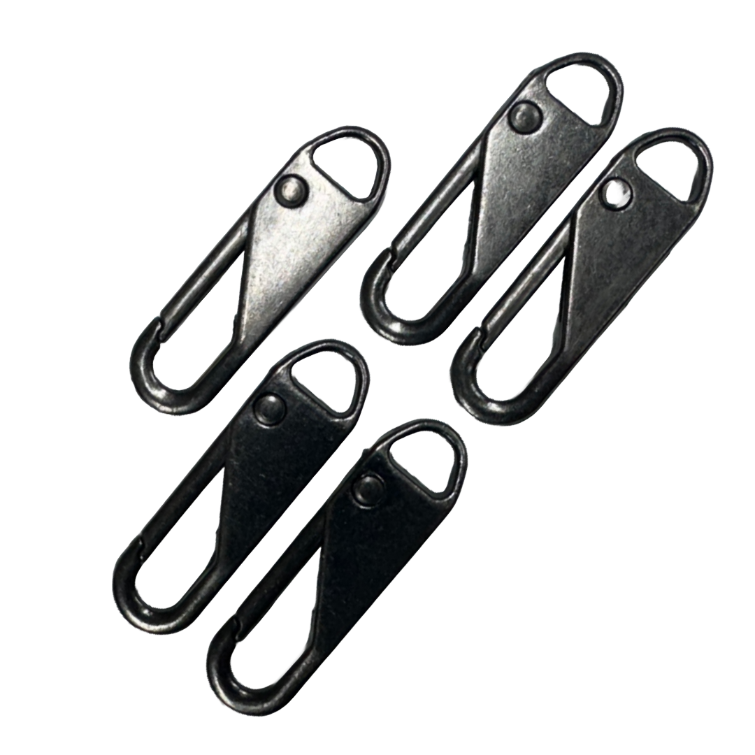 Set of 5 Zipper Pulls Gun Metal