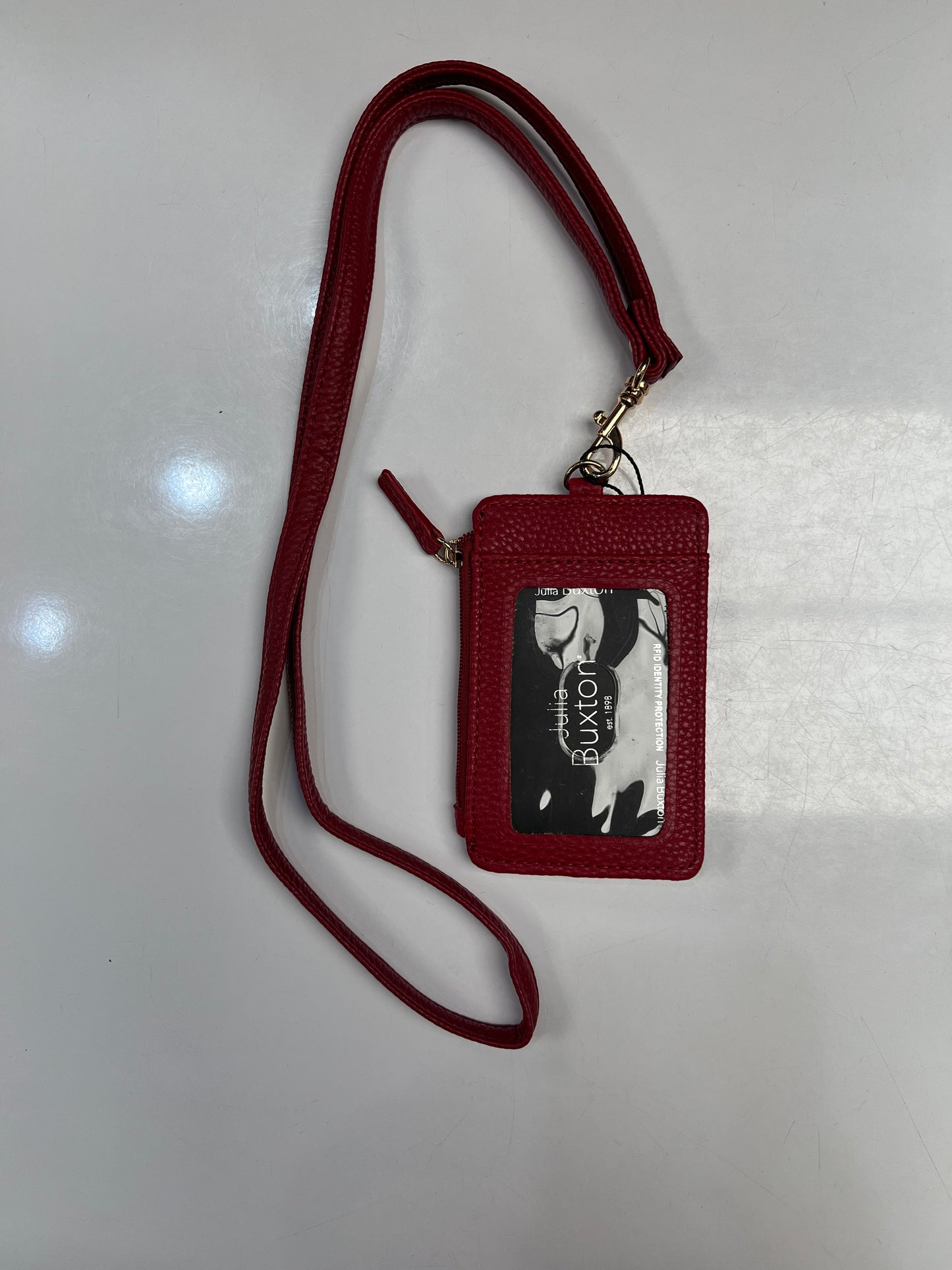 Julia Buxton RFID Vegan ID/Credit Card Lanyard Wallet Red