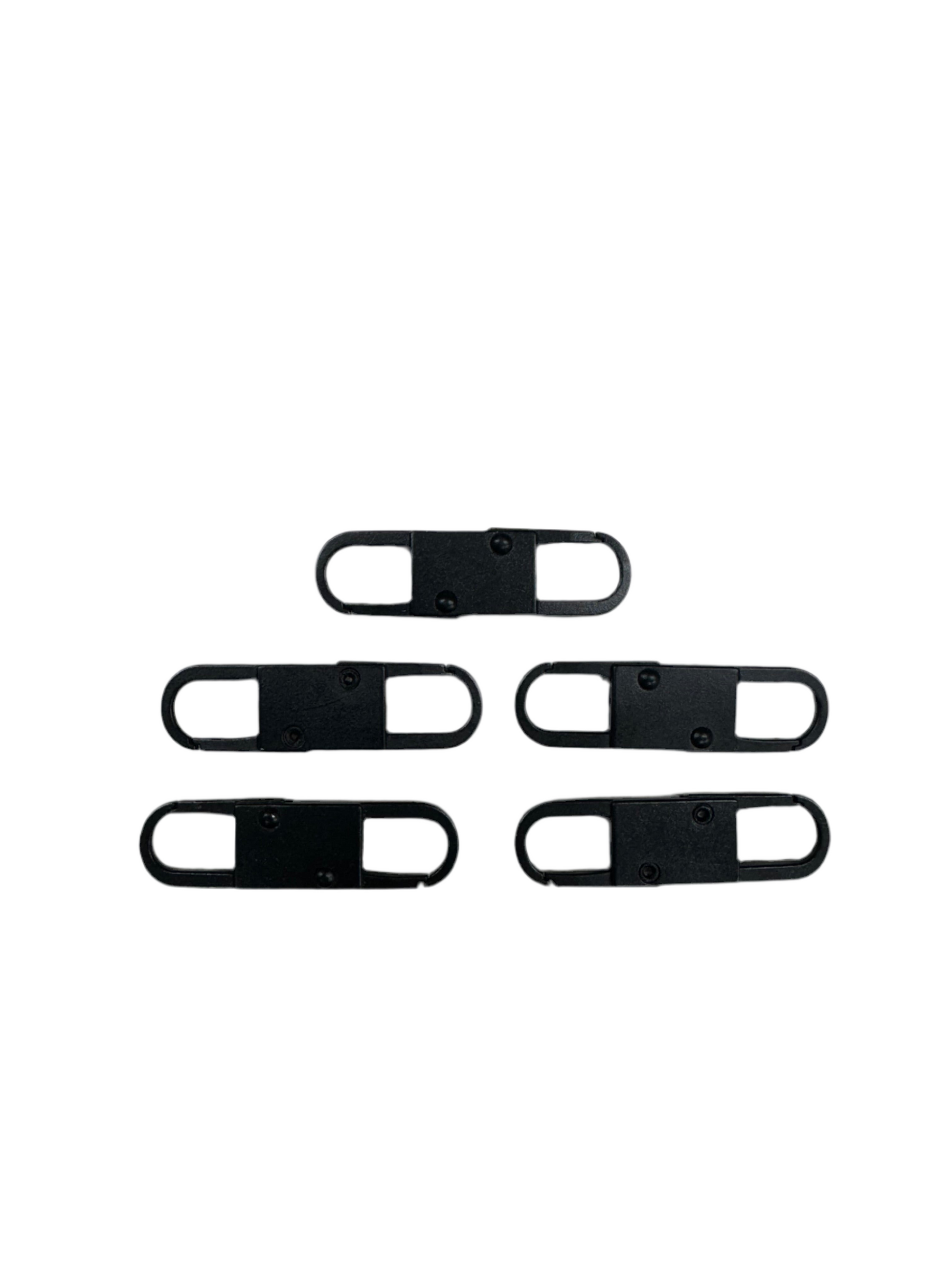 Set of 5 Double Sided Antitheft Zipper Pulls Black