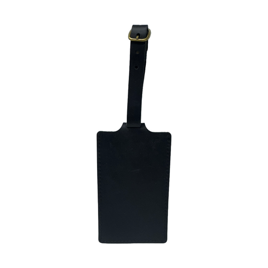 Leather Luggage Tag With Bronze Colored Accents