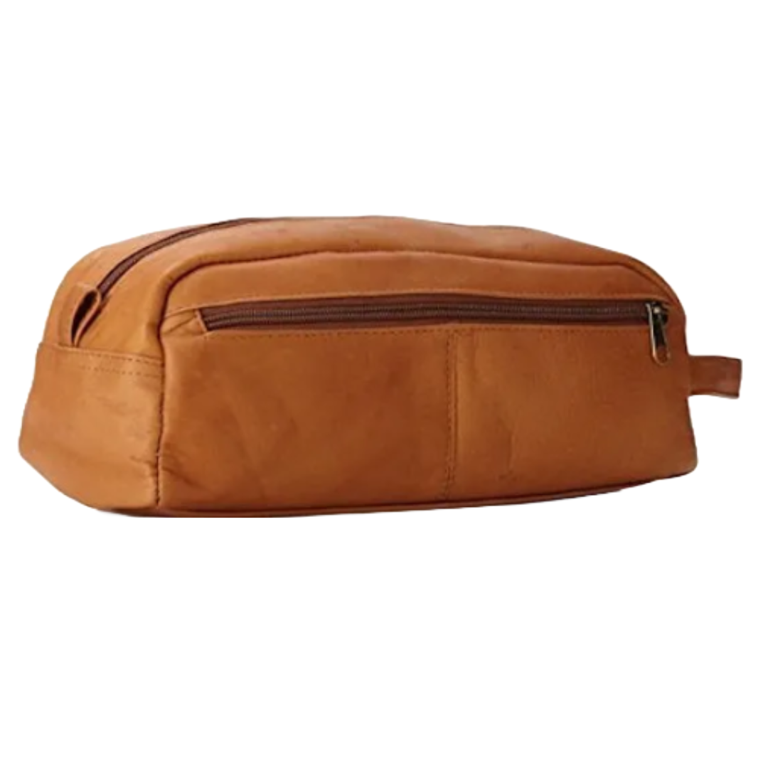 David King & Co. Large Leather Toiletry/Shave Bag Tan