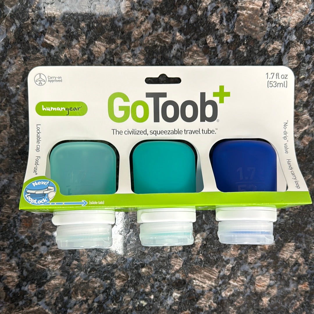 Humangear 1.7 oz GoToob+ 3-Pack Silicone 3-1-1 Toiletry Bottles (SMALL)