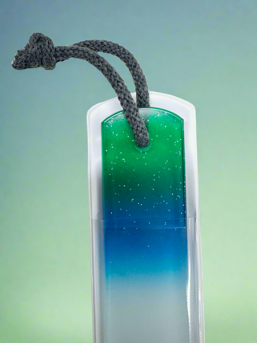 Czech Crystal Spa Bar Nail File with Rope Glitter- Green Blue