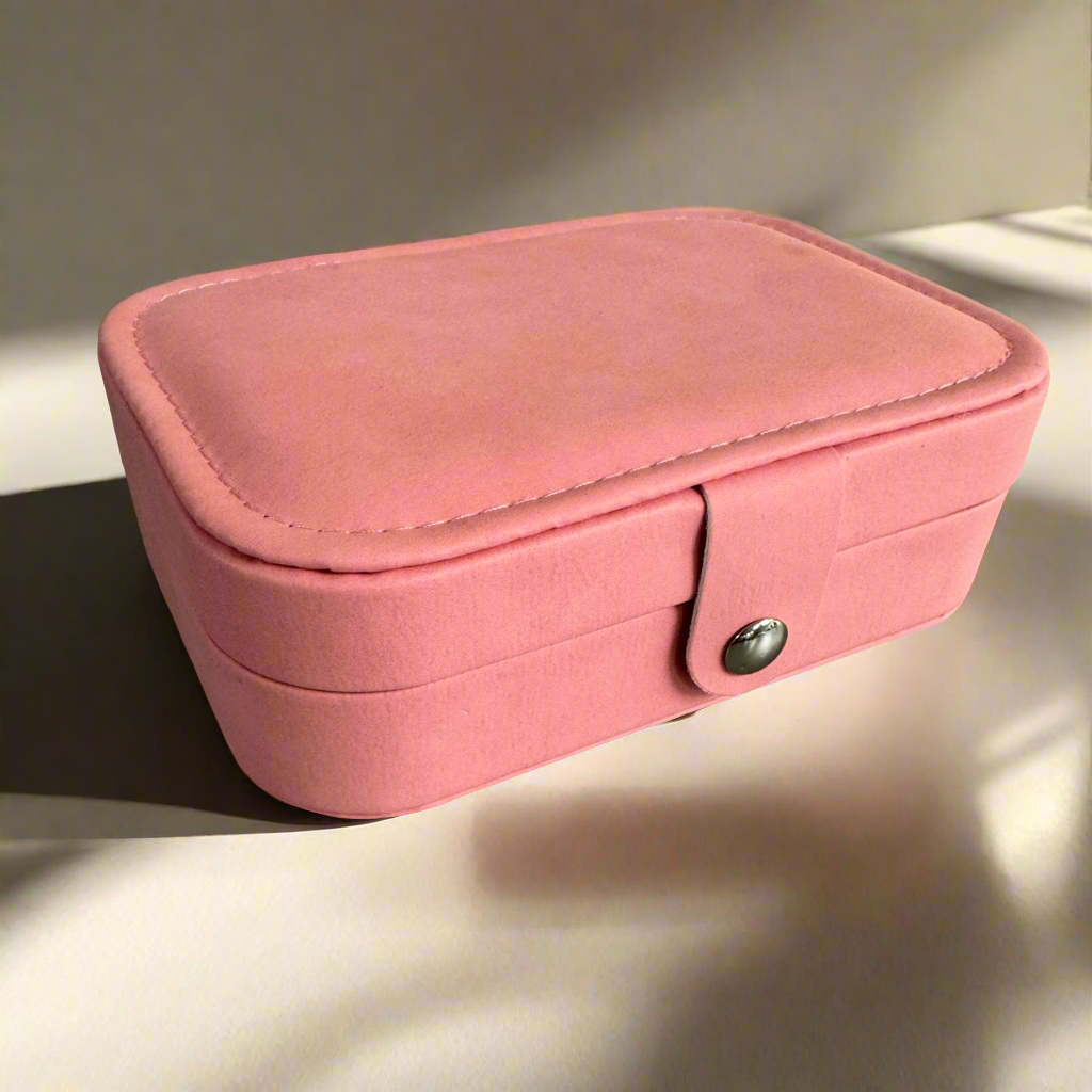 Faux Suede Jewelry Box with Mirror Rose