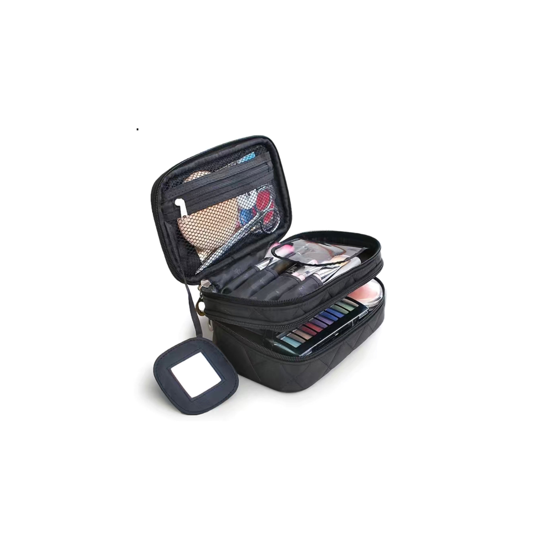 Quilted Zippered Cosmetic/Makeup Bag- $10 Black