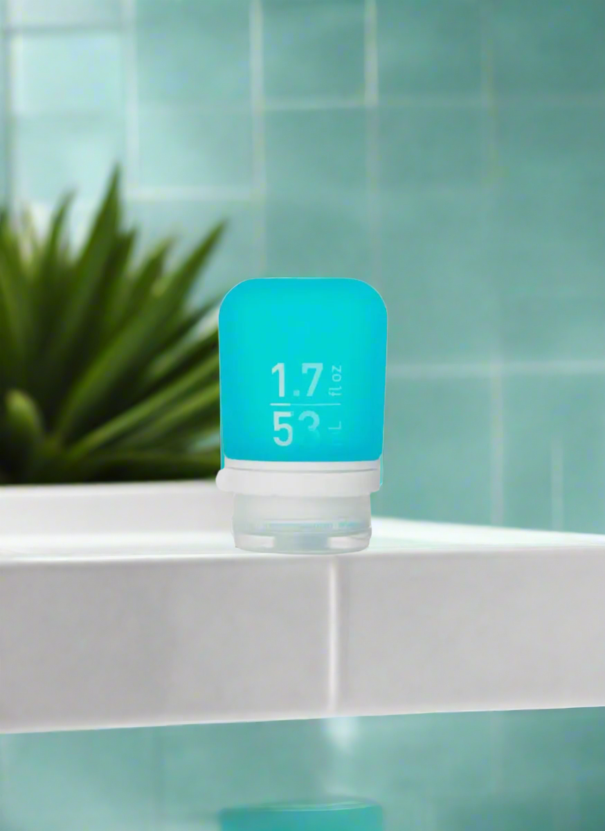 Humangear 1.7 oz Gotoob+ Silicone Toiletry 3-1-1 Bottle (SMALL) Aqua