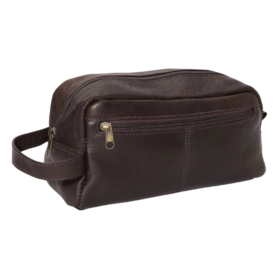 David King & Co. 415 Tall Leather Toiletry/Shave Kit Cafe