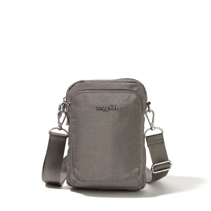 Baggallini Modern Everywhere Explorer RFID Crossbody Sterling Shimmer