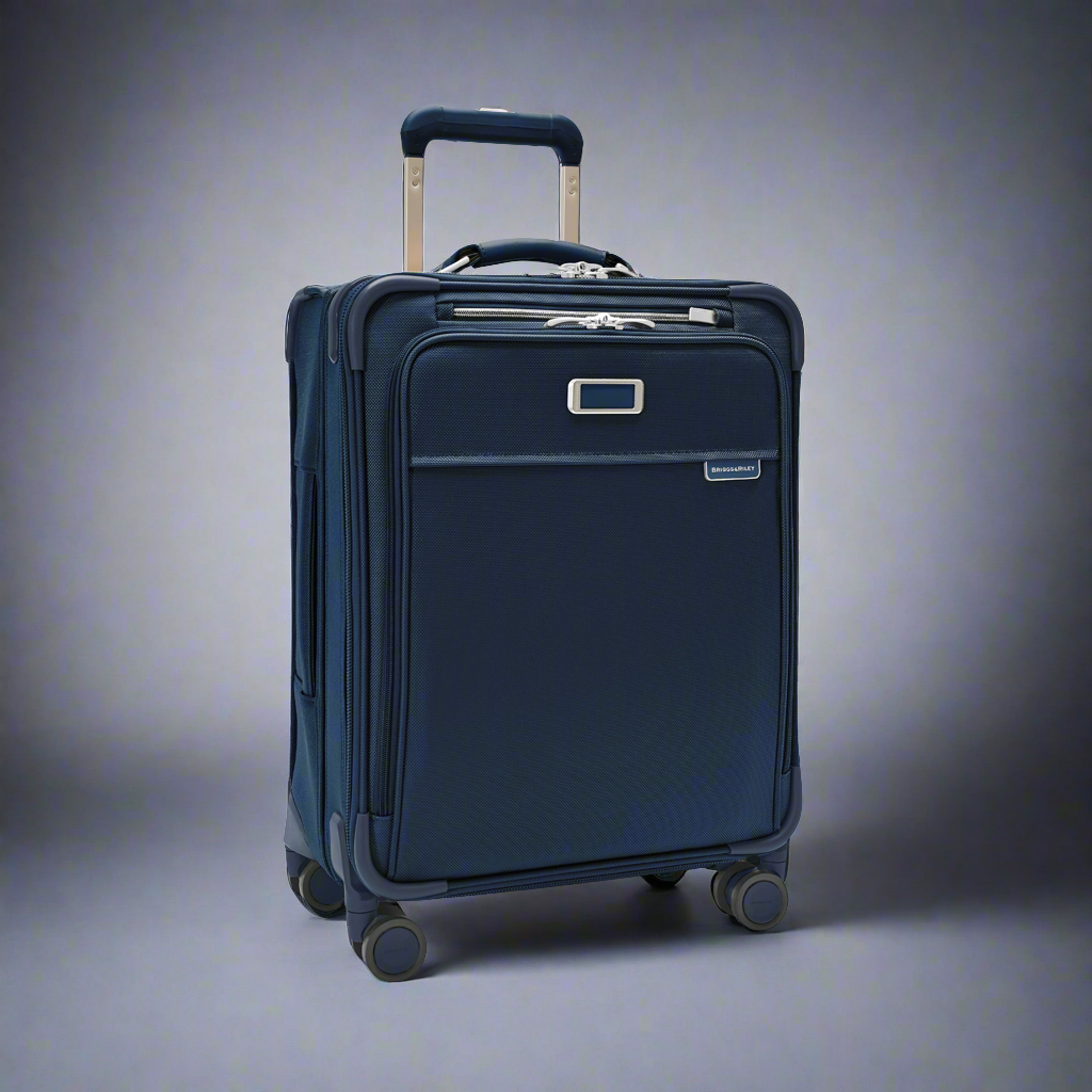 Briggs & Riley Baseline 21" Global Softside Carry-On Spinner with Suiter (Free Monogram)- BLU121CXSPW Navy
