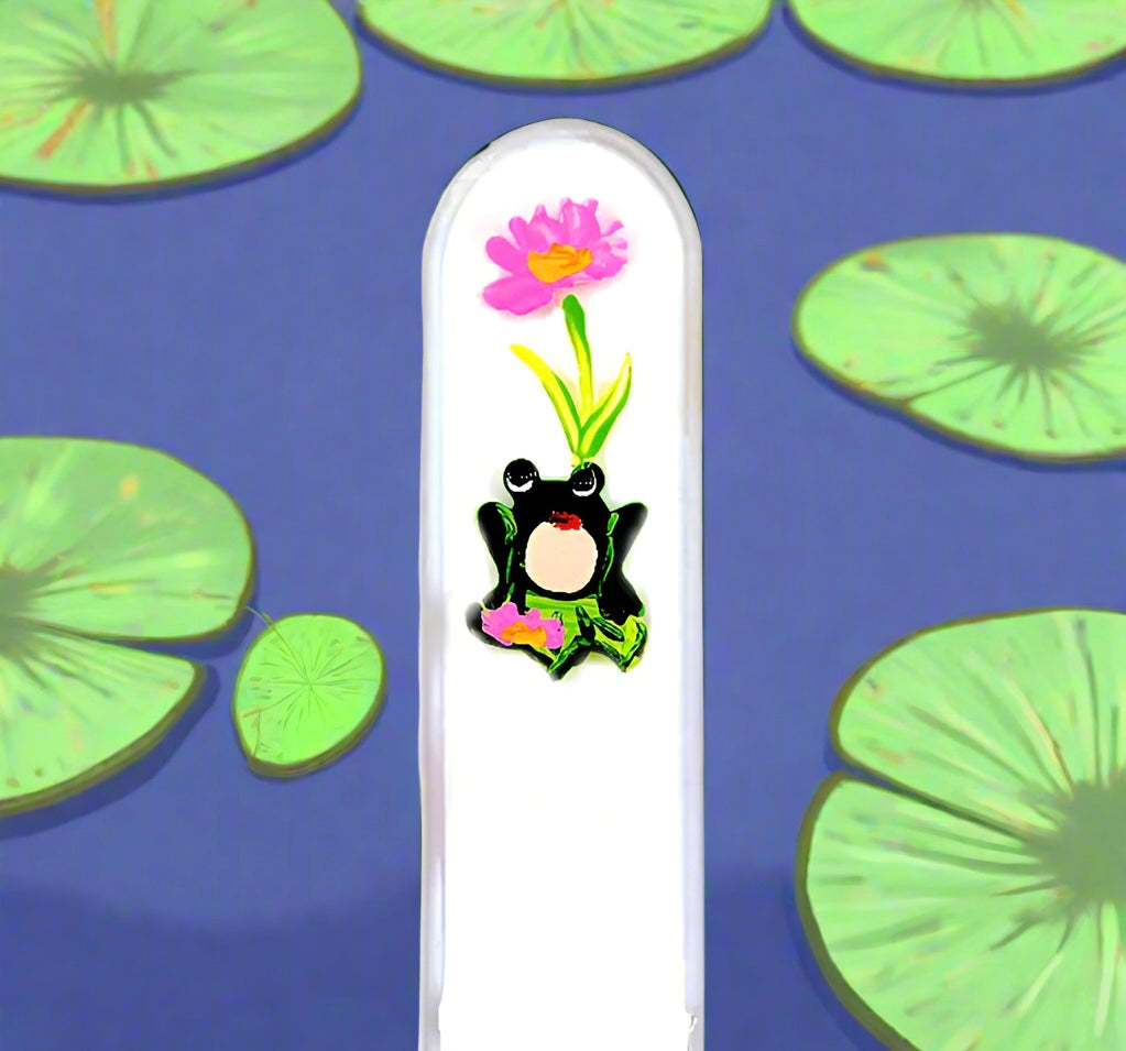 Czech Crystal Nail File - Size Large- Hand Painted Collection Frog