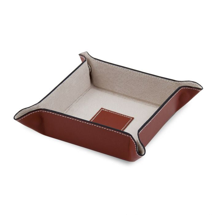 Snap Valet Tray with Leather Lining Saddle Brown